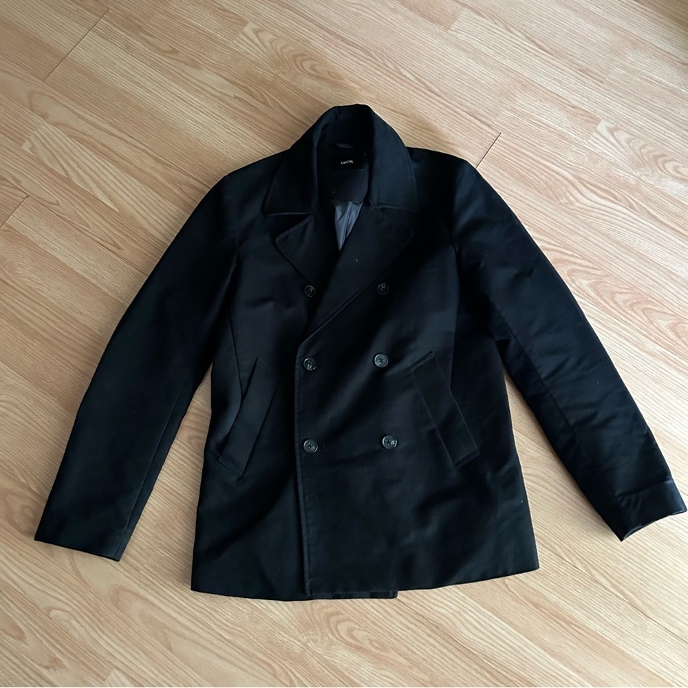ASOS Black Triple Breasted Peacoat Women’s Small